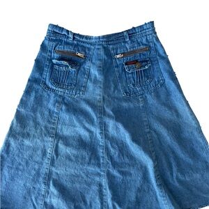 Vintage Denim High-waisted A-Line Skirt